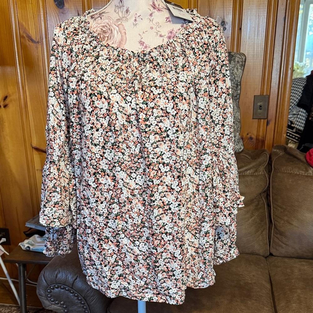 Ralph Lauren Floral Blouse in Black and White